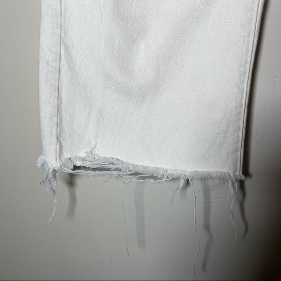 american eagle white crop wide leg hem raw 100% cotton button fly sz 16 short - Picture 2 of 10